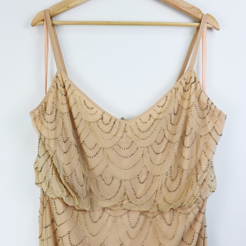 Candela Marseille Beaded Blouson Gown Maxi Dress Formal Evening Gold Cream - Picture 6 of 10